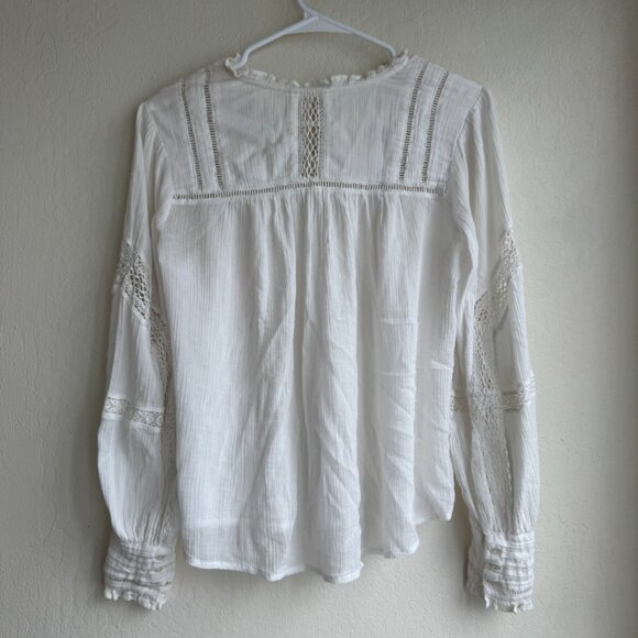 Free People White Embroidered Puff Sleeve blouse - Picture 2 of 7